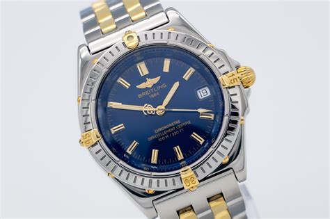 breitling vintage automatik 750 gelbgold|Breitling Wings Chronometer Rare Blue Dial Stahl Gelbgold .